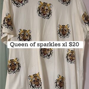 Queen of Sparkles Cream Tiger Graphic Tee